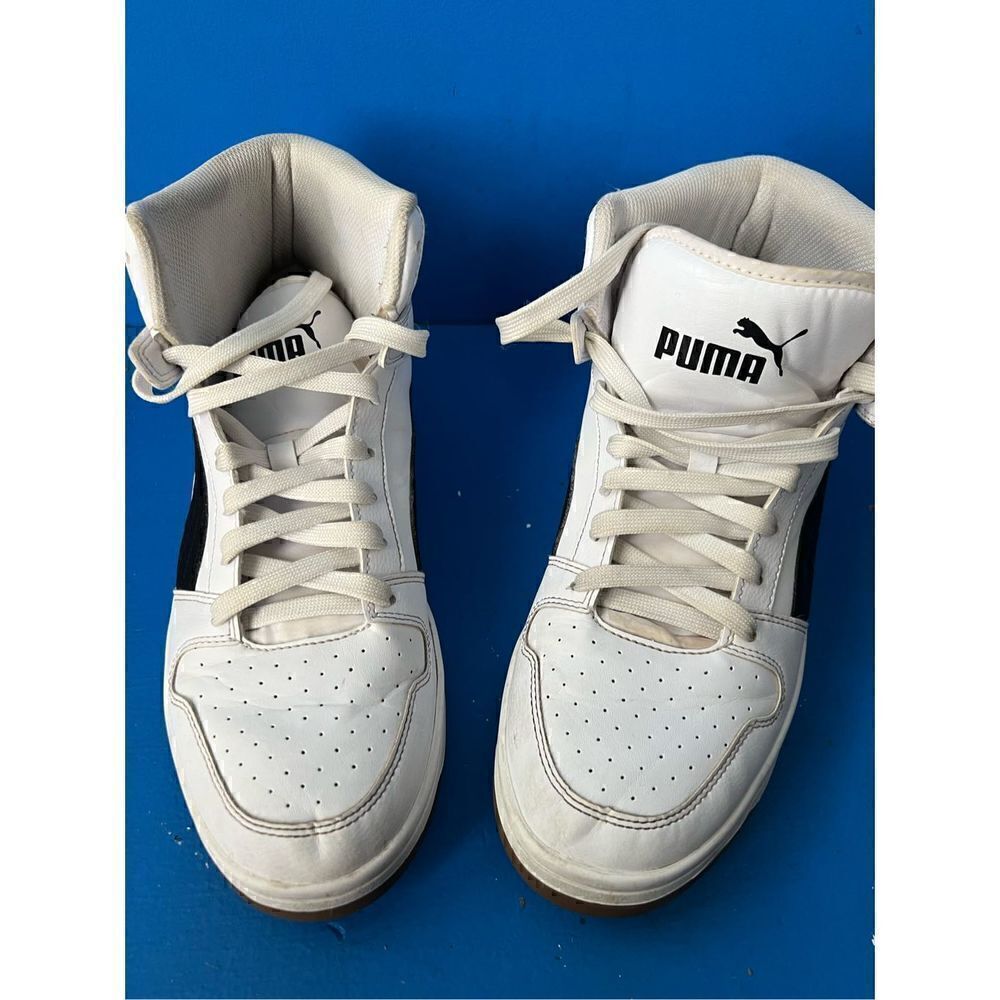 Men's Puma 369573-24 Rebound Layup High Top Sneakers White Black Size 11.5